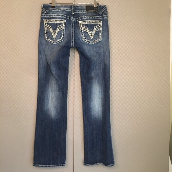 Vigoss The Chelsea Jeans Size 30x33 Boot Cut Embellished Denim Low Rise - Picture 6 of 12